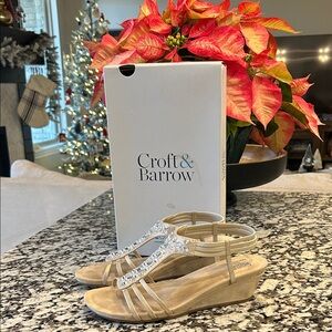 Croft & Barrow Women's Sandals - Silver and Tan